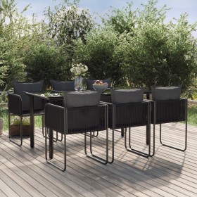 Juego de comedor para jardín 7 piezas negro de vidaXL, Conjuntos de jardín - Ref: Foro24-3156497, Precio: 617,69 €, Descuento: %