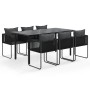 Juego de comedor para jardín 7 piezas negro de vidaXL, Conjuntos de jardín - Ref: Foro24-3156497, Precio: 617,69 €, Descuento: %