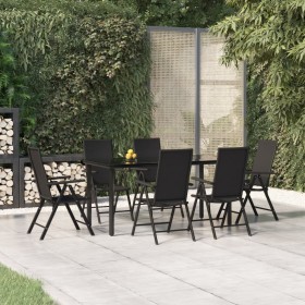 7-piece black synthetic rattan garden dining set by vidaXL, Garden sets - Ref: Foro24-3156513, Price: 516,99 €, Discount: %