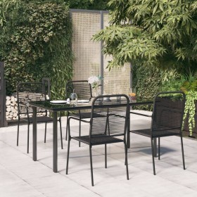 Garten-Essset 5-teilig aus Stahl und schwarzem Baumwollseil von vidaXL, Gartensets - Ref: Foro24-3156536, Preis: 345,54 €, Ra...