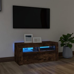 Mueble de TV con luces LED roble ahumado 90x35x40 cm de vidaXL, Muebles TV - Ref: Foro24-822721, Precio: 56,24 €, Descuento: %