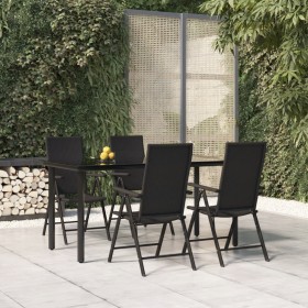 5-Piece Black Synthetic Rattan Garden Dining Set by vidaXL, Garden sets - Ref: Foro24-3156512, Price: 387,99 €, Discount: %