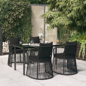 5-teiliges Garten-Essset mit schwarzen PVC-Rattankissen von vidaXL, Gartensets - Ref: Foro24-3156560, Preis: 724,80 €, Rabatt: %