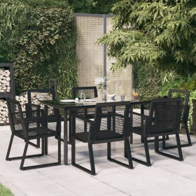 7-teiliges Garten-Essset Rattan PVC schwarz von vidaXL, Gartensets - Ref: Foro24-3156545, Preis: 645,72 €, Rabatt: %