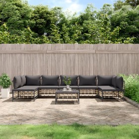 Garden furniture set 8 pieces and anthracite PE rattan cushions by vidaXL, Outdoor sofas - Ref: Foro24-3186795, Price: 587,99...