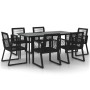 Juego de comedor para jardín 7 piezas ratán PVC negro de vidaXL, Conjuntos de jardín - Ref: Foro24-3156549, Precio: 612,65 €,...