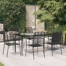 Garten-Essset, 7-teilig, aus Stahl und schwarzem Baumwollseil von vidaXL, Gartensets - Ref: Foro24-3156541, Preis: 417,99 €, ...