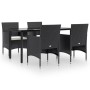 Juego de comedor de jardín 5 piezas con cojines negro de vidaXL, Conjuntos de jardín - Ref: Foro24-3156600, Precio: 402,36 €,...