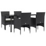 Juego de comedor de jardín 5 piezas con cojines negro de vidaXL, Conjuntos de jardín - Ref: Foro24-3156600, Precio: 402,36 €,...