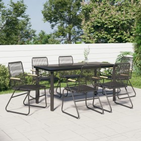 Garden dining set 7 pieces black PVC rattan by vidaXL, Garden sets - Ref: Foro24-3156573, Price: 460,38 €, Discount: %