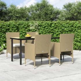 5-teiliges Garten-Esszimmerset mit beigen und schwarzen Kissen von vidaXL, Gartensets - Ref: Foro24-3156608, Preis: 418,99 €,...