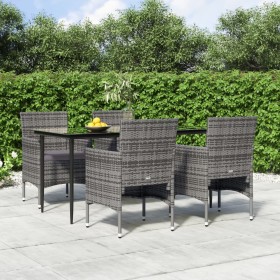 Juego de comedor para jardín 5 piezas con cojines gris y negro de vidaXL, Conjuntos de jardín - Ref: Foro24-3156620, Precio: ...