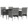 Juego de comedor para jardín 5 piezas con cojines gris y negro de vidaXL, Conjuntos de jardín - Ref: Foro24-3156620, Precio: ...