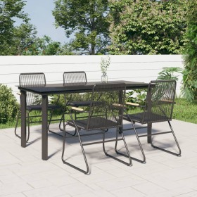 5-teiliges Garten-Esszimmerset aus schwarzem PVC-Rattan von vidaXL, Gartensets - Ref: Foro24-3156572, Preis: 357,99 €, Rabatt: %