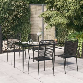 Garden dining set 5 pieces steel and black cotton rope by vidaXL, Garden sets - Ref: Foro24-3156540, Price: 317,99 €, Discoun...