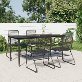 Juego de comedor de jardín 5 piezas ratán PVC negro de vidaXL, Conjuntos de jardín - Ref: Foro24-3156576, Precio: 328,95 €, D...