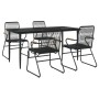 Garden dining set 5 pieces black PVC rattan by vidaXL, Garden sets - Ref: Foro24-3156576, Price: 328,99 €, Discount: %