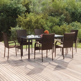 Garden dining set 7 pieces brown synthetic rattan by vidaXL, Garden sets - Ref: Foro24-3156661, Price: 400,99 €, Discount: %