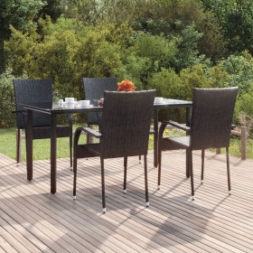 5-Piece Black Synthetic Rattan Garden Dining Set by vidaXL, Garden sets - Ref: Foro24-3156656, Price: 391,99 €, Discount: %