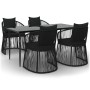 Juego de comedor de jardín 5 piezas con cojines ratán PVC negro de vidaXL, Conjuntos de jardín - Ref: Foro24-3156564, Precio:...