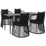 Juego de comedor de jardín 5 piezas con cojines ratán PVC negro de vidaXL, Conjuntos de jardín - Ref: Foro24-3156564, Precio:...