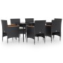 Juego de comedor de jardín 7 piezas con cojines negro de vidaXL, Conjuntos de jardín - Ref: Foro24-3156641, Precio: 488,76 €,...