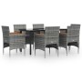 Juego de comedor de jardín 7 piezas con cojines gris y negro de vidaXL, Conjuntos de jardín - Ref: Foro24-3156637, Precio: 51...