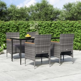 Juego de comedor para jardín 5 piezas con cojines gris y negro de vidaXL, Conjuntos de jardín - Ref: Foro24-3156644, Precio: ...