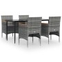 5-piece garden dining set with gray and black cushions by vidaXL, Garden sets - Ref: Foro24-3156644, Price: 390,07 €, Discoun...