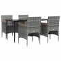 Juego de comedor para jardín 5 piezas con cojines gris y negro de vidaXL, Conjuntos de jardín - Ref: Foro24-3156644, Precio: ...