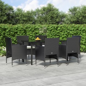 7-teiliges Garten-Esszimmerset mit schwarzen Kissen von vidaXL, Gartensets - Ref: Foro24-3156601, Preis: 538,99 €, Rabatt: %