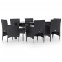 Juego de comedor de jardín 7 piezas con cojines negro de vidaXL, Conjuntos de jardín - Ref: Foro24-3156601, Precio: 526,53 €,...