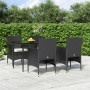 Juego de comedor de jardín 5 piezas con cojines negro de vidaXL, Conjuntos de jardín - Ref: Foro24-3156616, Precio: 365,84 €,...