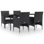 Juego de comedor de jardín 5 piezas con cojines negro de vidaXL, Conjuntos de jardín - Ref: Foro24-3156616, Precio: 365,84 €,...