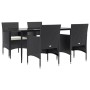 Juego de comedor de jardín 5 piezas con cojines negro de vidaXL, Conjuntos de jardín - Ref: Foro24-3156616, Precio: 365,84 €,...