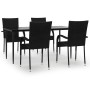 Juego de comedor de jardín 5 piezas ratán sintético negro de vidaXL, Conjuntos de jardín - Ref: Foro24-3156668, Precio: 352,2...