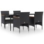 Juego de comedor de jardín 5 piezas con cojines negro de vidaXL, Conjuntos de jardín - Ref: Foro24-3156640, Precio: 362,99 €,...