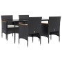 Juego de comedor de jardín 5 piezas con cojines negro de vidaXL, Conjuntos de jardín - Ref: Foro24-3156640, Precio: 362,99 €,...