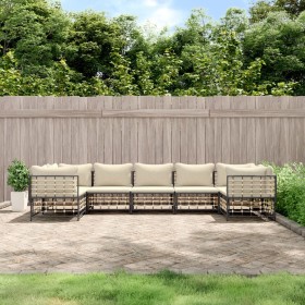 Gartenmöbel-Set 7-teilig und anthrazitgraue PE-Rattankissen von vidaXL, Outdoor-Sofas - Ref: Foro24-3186800, Preis: 563,21 €,...