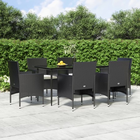 Juego de comedor de jardín 7 piezas con cojines negro de vidaXL, Conjuntos de jardín - Ref: Foro24-3156617, Precio: 498,08 €,...