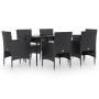 Juego de comedor de jardín 7 piezas con cojines negro de vidaXL, Conjuntos de jardín - Ref: Foro24-3156617, Precio: 498,08 €,...