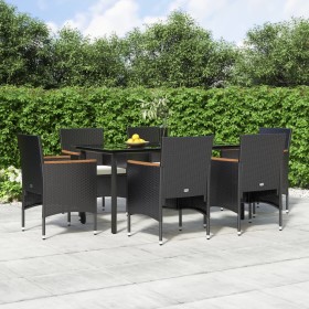 7-teiliges Garten-Essset mit schwarzen Kissen von vidaXL, Gartensets - Ref: Foro24-3156633, Preis: 544,99 €, Rabatt: %