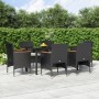 Juego de comedor de jardín 7 piezas con cojines negro de vidaXL, Conjuntos de jardín - Ref: Foro24-3156633, Precio: 526,89 €,...