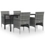 Juego de comedor para jardín 5 piezas con cojines gris y negro de vidaXL, Conjuntos de jardín - Ref: Foro24-3156604, Precio: ...