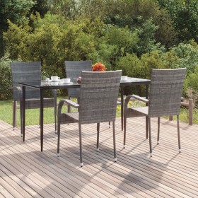 5-teiliges Garten-Esszimmerset aus synthetischem Rattangrau von vidaXL, Gartensets - Ref: Foro24-3156676, Preis: 307,52 €, Ra...