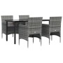 Juego de comedor para jardín 5 piezas con cojines gris y negro de vidaXL, Conjuntos de jardín - Ref: Foro24-3156604, Precio: ...