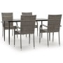 5-piece synthetic rattan gray garden dining set by vidaXL, Garden sets - Ref: Foro24-3156676, Price: 307,52 €, Discount: %