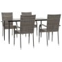 5-piece synthetic rattan gray garden dining set by vidaXL, Garden sets - Ref: Foro24-3156676, Price: 307,52 €, Discount: %