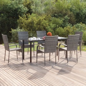 Juego de comedor de jardín 7 piezas ratán sintético gris de vidaXL, Conjuntos de jardín - Ref: Foro24-3156665, Precio: 399,84...