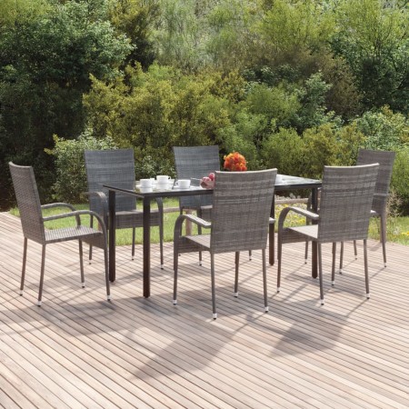 Garten-Essgruppe 7-teilig aus grauem synthetischem Rattan von vidaXL, Gartensets - Ref: Foro24-3156665, Preis: 399,84 €, Raba...